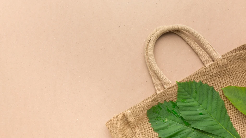 bag with leaf on it representing sustainability
